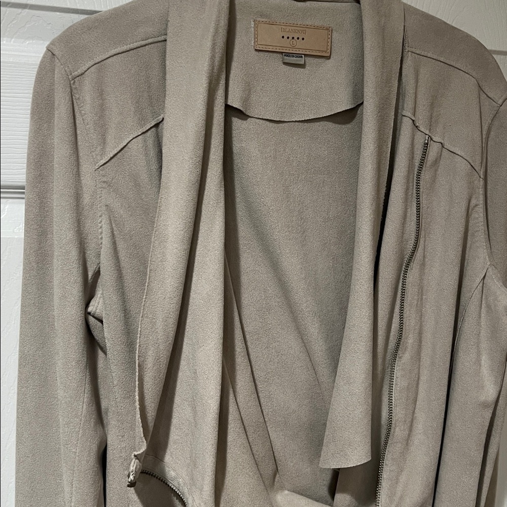 Blank NYC Suede Beige Draped Jacket